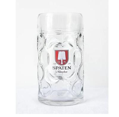 China 1 Liter Spaten Logo Dimpled Plastic Glass Beer Stocked Stoneware Mug for sale