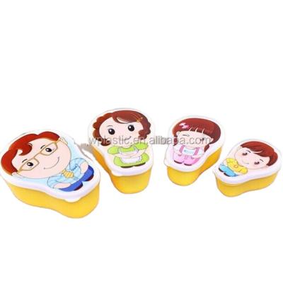 China Freshness Preservation 4pcs Happy Family Plastic Kids Food Bowl Sets For Family for sale