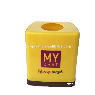 China OEM Eco - Friendly Yellow Plastic Tissue Boxes For Car , Restaurant Napkin Holder for sale