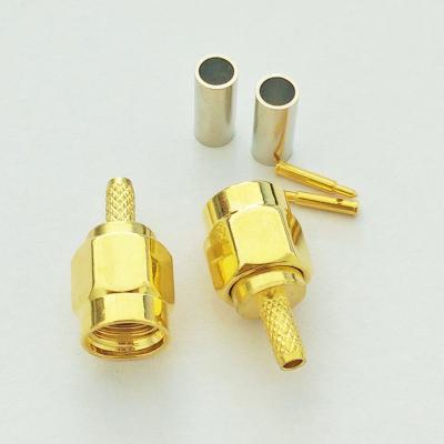 China RF SMA RP Male Plug Gold Plated Crimp Straight Connector For RG316 RG174 Coaxial Cable for sale