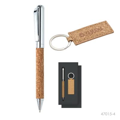 China Promotional Custom Logo Pen Cork Metal Pen Office Set Eco Pen Eco Key Chain With for sale