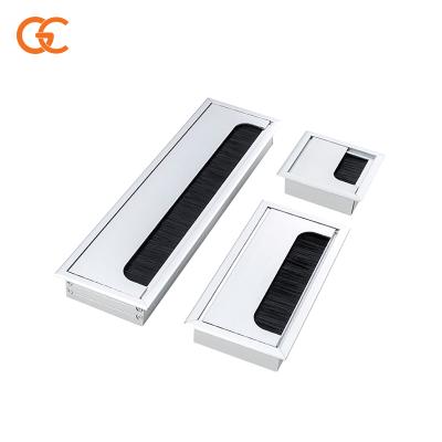 China Modern Silver Square Furniture Aluminum Alloy Wire Case Desk Hole Cover Cable Hole Grommet for sale