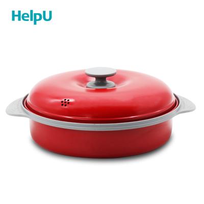 China Amazon Sale Style Microwave Round Grill Sustainable Hot Pan, Microwave Cookware Pot, Microwave Grill for Kitchen and Dining for sale