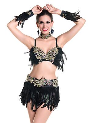 China Heavy Lace Over Sexy Night Club Dresses Rhinestones Delights Feather Costumes For Dancing for sale