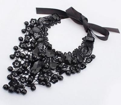 China Sensational Liturgical Dance Accessories Hollow Rhinestone Black Ribbon Choker for sale