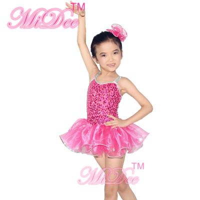 China Midee Kids Dance Clothes Coin Sequin Tutu Skirt Dress With Silver Sequins Edge for sale