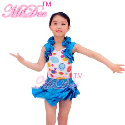 China 2 in 1 Colorful Kids Dance Clothes Cutie Cercle Confetti Bodice Halter Neck Leotard Tiered Ruffle Skirt for sale