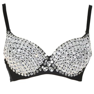 China Unique Sexy Night Club Clothes Full Coverage Bras With Spikes , Ladies Club Wear Silver Studded Bra for sale