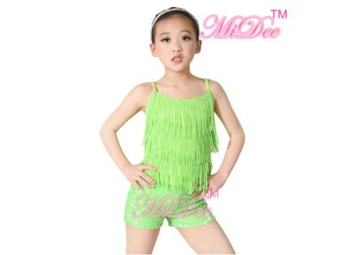 Chine La danse latine des filles costume des équipements 2 morceaux de camisole de glands de dessus de paillette à vendre