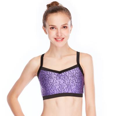 Chine Pleins vêtements de danse de Hip Hop de dessus de réservoir de soutien-gorge de jazz de paillettes de camisole avec le bord noir à vendre