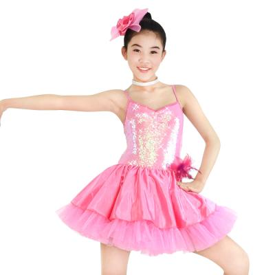 China Knee Length Tieres Girls Jazz Costumes Tap Dance Dress Custom Service Dance Clothes for sale