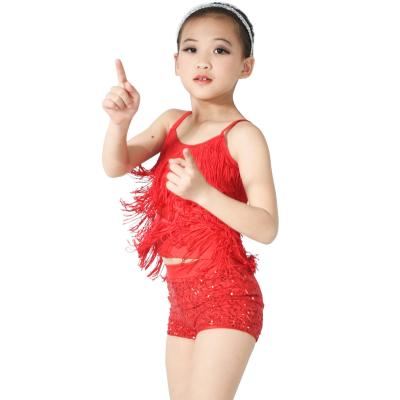 China Cheerful Fringe Top Sequin Shorts Children'S Dance Costumes Tassel Outfits for sale