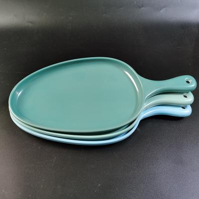 China Stable And Low-Noise Colorful Melamine Serving Blue Tray For Schools Or Hotel for sale