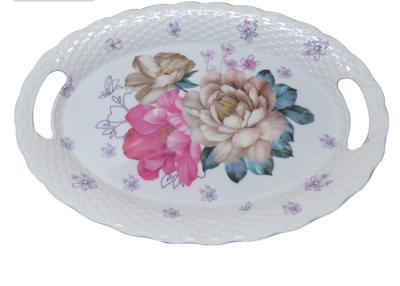 China Customized Design 18 Inch Melamine Serving Tray Tableware Break Resistant for sale