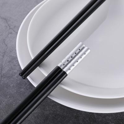 China Gypsophila Decoration Black Silver Alloy Chopsticks Durable Metal Chopsticks for sale