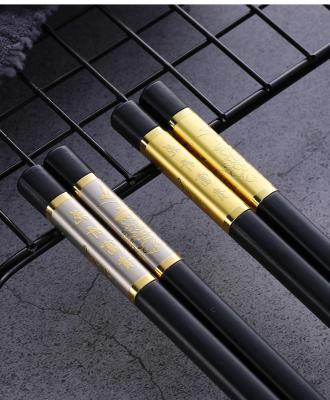 China Non Skid Dishwasher Safe Chinese Style Fiberglass Chopsticks With Golden Stamping for sale