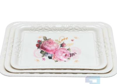 China Eco Friendly Flower Design 12.5 Inch Melamine Plastic Serving Trays for sale