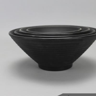 China Simple Black Melamine Soup Bowl for Large Ramen Noodle for sale