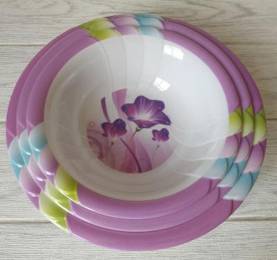 China Round Flat Tableware Melamine Dinnerware Sets Custom Printed Plastic Serving Plate for sale