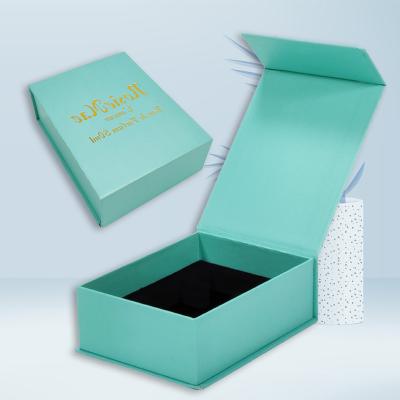 China Recycled Materials Logo Gift Box For Essence Custom Cosmetic Oil Tube Perfume Bottle Eye Luxury Magnetic Box With Foam Inserts for sale