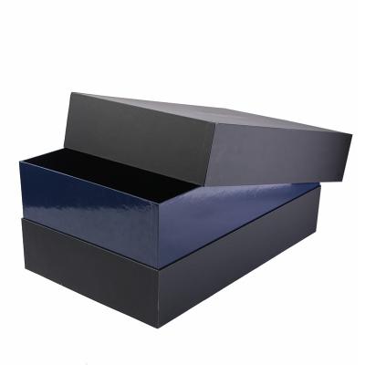 China Custom Reused Materials Private Label Black Box With Lid Cosmetics Gift Opens Clothing Leather Shoes Corrugated Telescope Box for sale