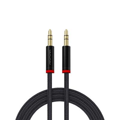 China Soft car nylon braided 3.5mm male to aux cable hi-fi sound. male stereo compatible with headphone home device and car for sale