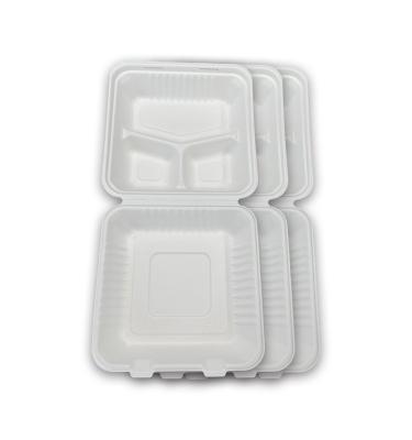 China Biodegradable 3 compartment Clamshell Box Biodegradable Food Container Dishes Customized Manufacturer Tableware for sale