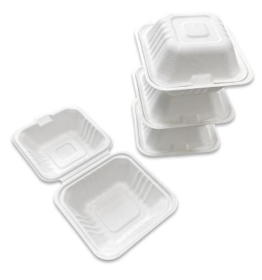 China Biodegradable Disposable Hamburger Box Biodegradable Burger Box 6Inch Bagasse Burger Box for sale