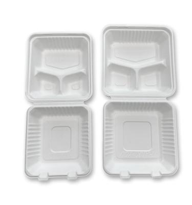 China Biodegradable Disposable Biodegradable Tableware to-Go Box Food Takeout Box 3 Compartments Lunch Box with Lid Takeaway Food Container for sale