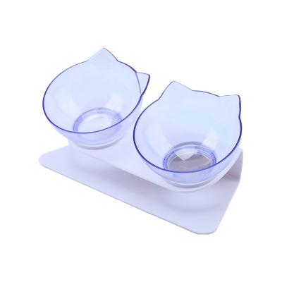 China Sustainable Cat Double Bowl Pet Feeding Pad Transparent Bowl Pet Products for sale