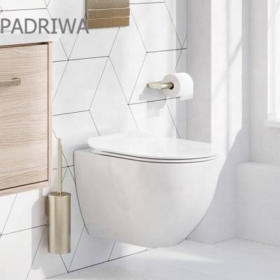 China Concealed Cistern Wall Hung Bathroom Space Saving Toilet Easy-Cleaning Design Ceramic Rimless Wall Hung Toilet for sale