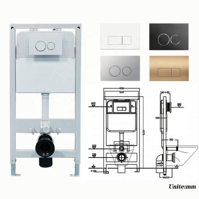 China Concealed Ceramic Rimless Cistern Wall Hung Toilet And HPDE One Shaped Water To Conceal Cistern for sale