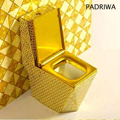 China Hidden Cistern Bathroom Equipment Floor MountedToilets Ceramic Gold One Piece Toilet Manufacturers for sale