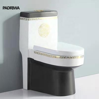 China Hidden Cistern Bathroom Equipment Floor MountedToilets Ceramic Gold One Piece Toilet Manufacturers for sale