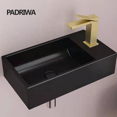 China Hidden Cistern White Bathroom Ceramic Rectangular Wall Hung Basin With CE RoHS for sale