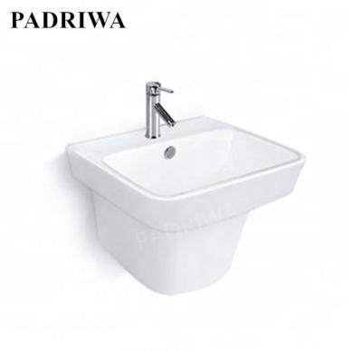 China Hidden Cistern White Bathroom Ceramic Rectangular Wall Hung Basin With CE RoHS for sale