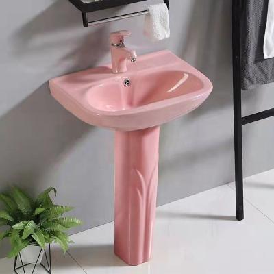 China Concealed Cistern Pink Bathroom Ware Bathroom Sanitary Cabinet Pedestal Sanitary Sink for sale