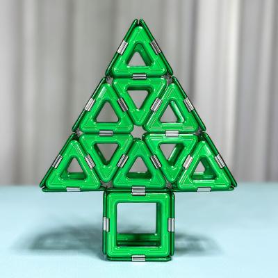 China Creative Puzzle Toy 3D Magnetic Building Tiles Christmas Tree Blocks For Kids for sale