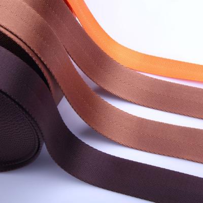 China Tan Brown Soft Nylon Webbing Herringbone High Quality Viable For Bags And Garments for sale