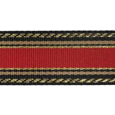 China 1.5 inch viable stripe nylon webbing with gold thread style the new for sale