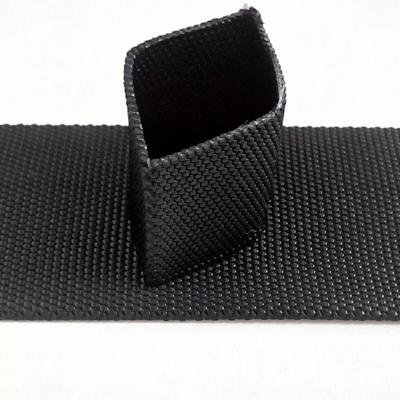 China Durable High Tenacity 2 Inch 5cm Black Flat Nylon Tubular Webbing For Outdoor Products for sale