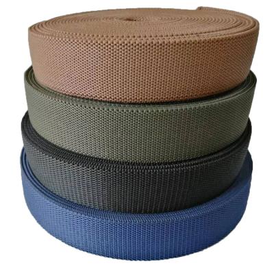 China Custom 32mm / 38mm Elastic PP Woven Polypropylene Elastic Webbing For Men Belts Blue Brown Olive for sale