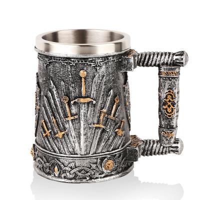 China Global Hot Selling Resin Stainless Steel Creative Ten Thousand Sword Gray Mugs For Christmas Home Decorations for sale