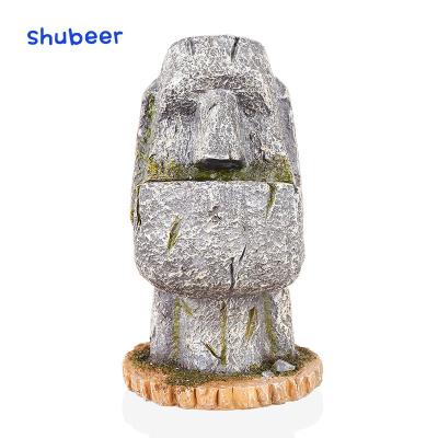 China 3D Easter Island Moai Carving Pen Container 3D Stone Container Stone Decorations Study Decoration for sale