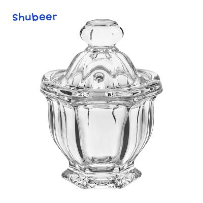 China Retro Dried Fruit Snack Jar Candy Lace Transparent Jewelry Storage Box Traditional European Creative Storage Glass Jar for sale