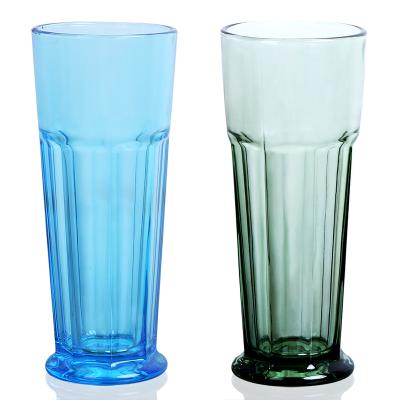 China Convenient Glass Tumbler Ice Cream Water Cup Embossed Cup Drinking Colored Glass for sale