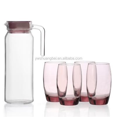 China Drinkware Wholesale 4 Cheap Glass Cups With Kettle Glass Set For Home for sale