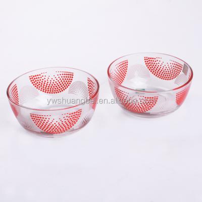 China Sustainable Wholesale Crystal Color Printing Big Glass Bowl With Printing for sale