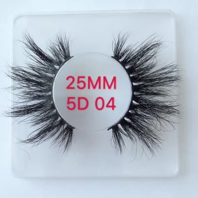 China Long Natural 5D Mink Eyelashes Vendor Large Strip 25mm Eyelashes With Custom Package for sale