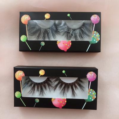 China 25mm Crisscross 5d Fur Mink Eyelash Lollipop Eyelash Packaging Box 5d Mink Eyelashes for sale